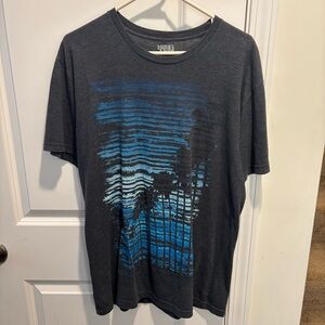 Vintage Tropical Gray and Blue Graphic T-Shirt